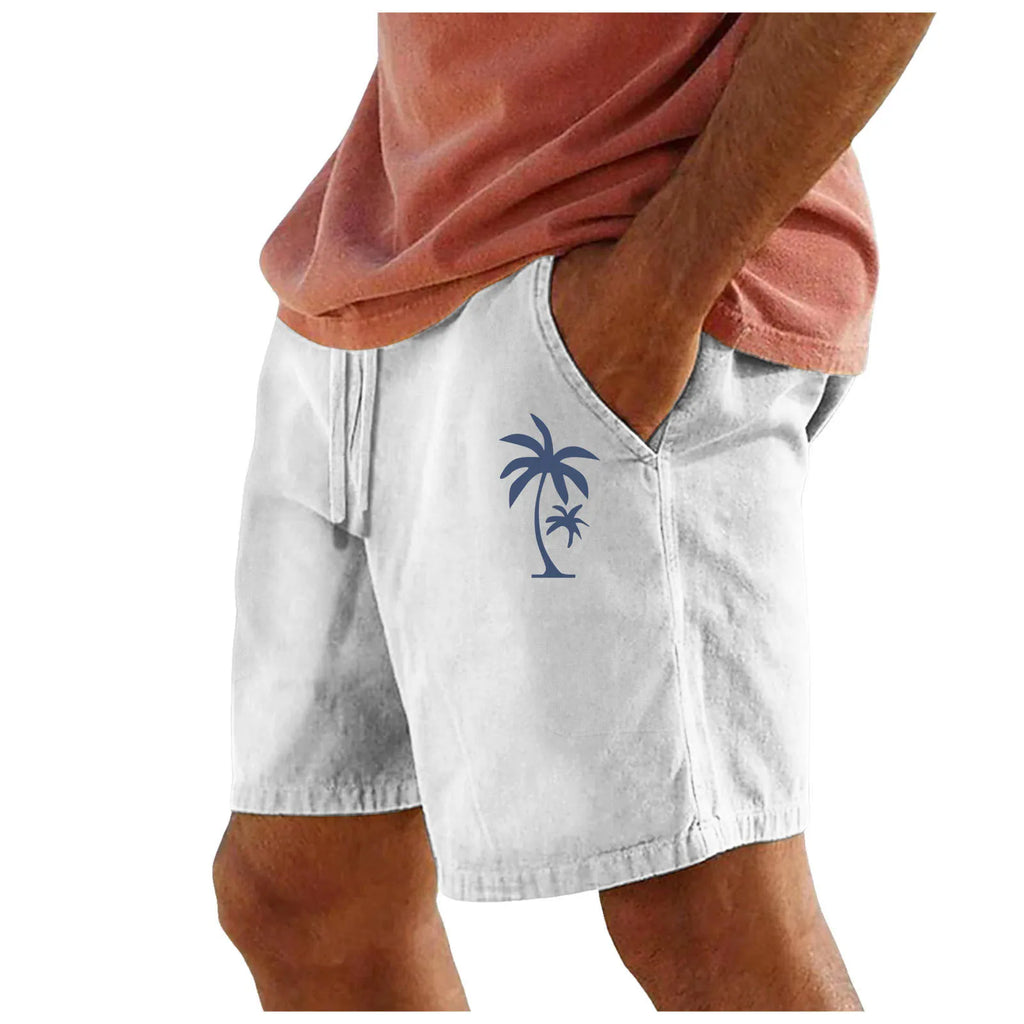 Men Cotton Shorts Resort 3D Printed Shorts Elastic Waist Drawstring Style Holiday Beach Women's Lightweight Hiking Cargo Pants