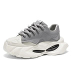 Chunky Sneakers Men Designer Soft Sole Sport Shoes Fashion Casual Microfiber Leather Upper Height Increased Platform White Shoes