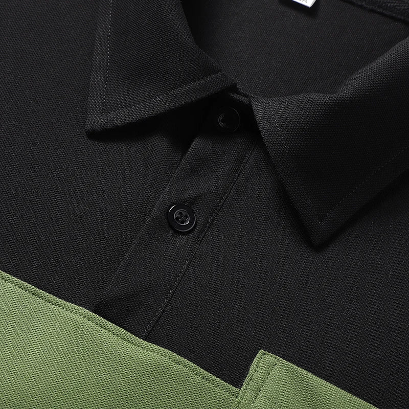 New Summer Polo Shirt Men's Contrast Color T-shirt Ice Silk Quick-drying Thin Lapel Half-sleeved Casual Wear Men Clothing Golf