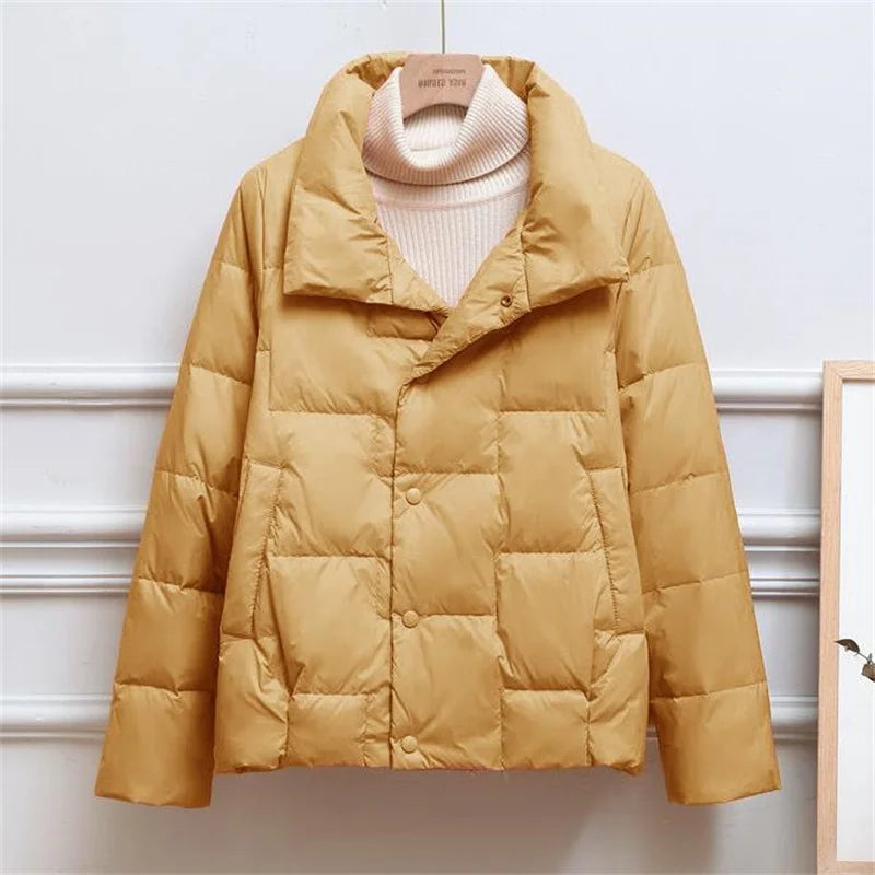 Women's Parkas Autumn Winter stand-up collar Lightweight thin Short 2025 New Female Loose Cotton Jacket Leisure Overcoat 5XL