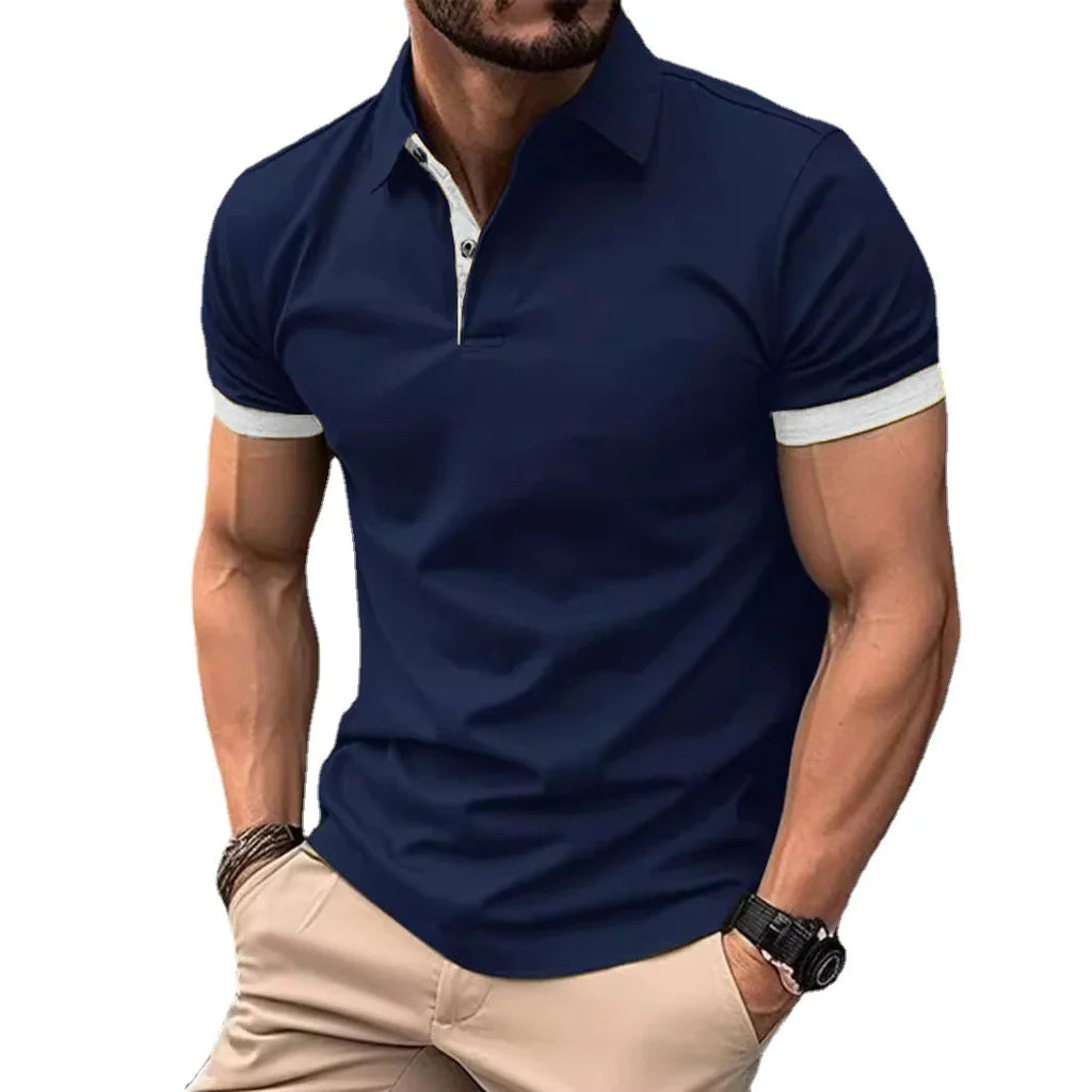 Summer Men Polo Shirts Men Short Sleeve Shirt Contrast Color Lightweight Streetwear Casual  Lapel Collar Tops