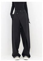 HOUZHOU Women Wide Suit Pants High Waist Gothic Japanese Style Baggy Black Trousers Irregular Straight Pants Casual Streetwear