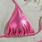 Gold Micro Thong String 3 Piece Bikini Set Damen Halter Swimwear Skirts Cover Ups Sexy Swimsuit Women 2025 Bathing Suit Bikinis