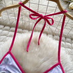 Foamlina American Pure Desire Hottie Strap Leopard Print Bikini Uniform Three-piece Suit Women's Summer Tube Top + Shorts