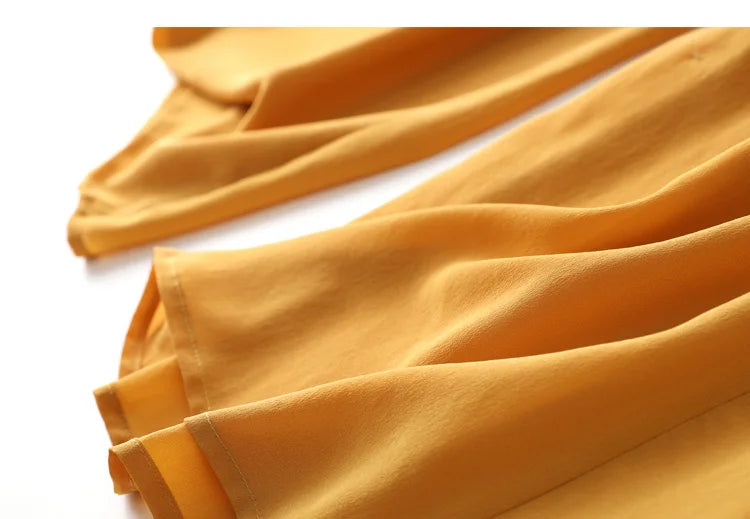 SuyaDream Women Wide Leg Pants 100%Real Silk Solid Elastic Waisted Ankle-length 2024 Office Spring Autumn Chic Trousers Black