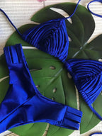 Comfortable Brazilian G-String Swimwear Bandage Stripes Trim Halter Female Bikini Set 2024 New Fashion Chest Pad Beachwear