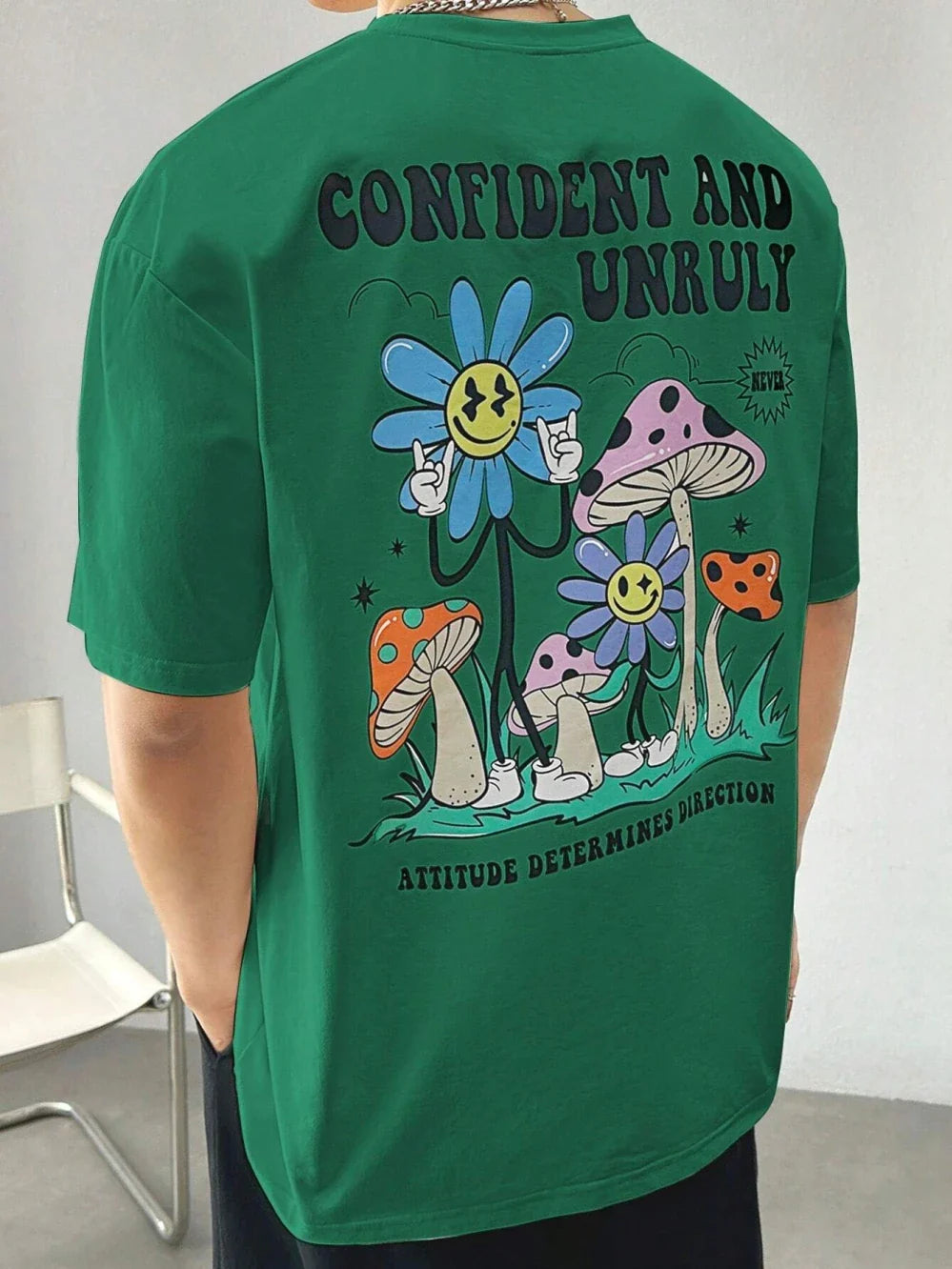 Confident And Unruly Attitude Determines Direction Men T Shirt Cotton Shirt Street Loose T-Shirts Summer Breathable Short Sleeve