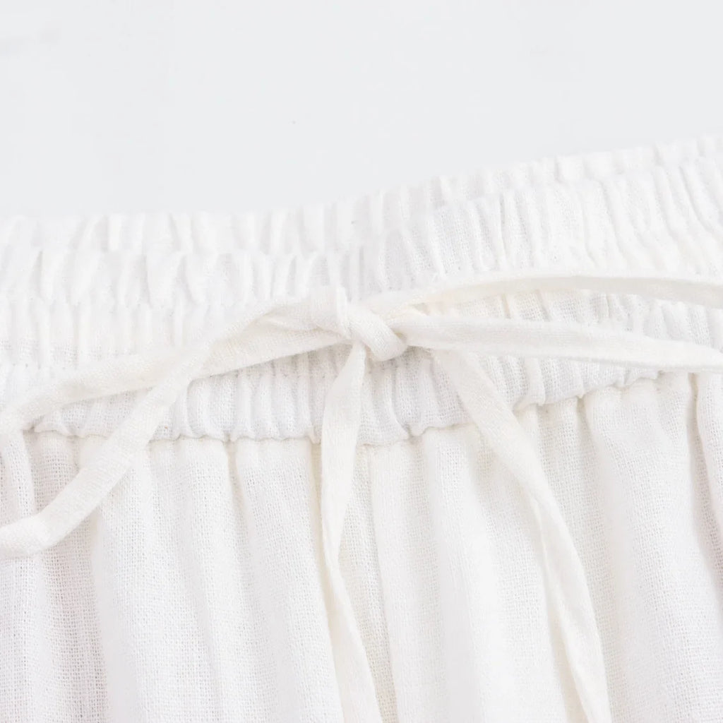 TRAF Women Fashion Spring Summer Lace-up Linen Blended Straight Pants Pocket Office Lady Chic High Waist Trousers Mujer