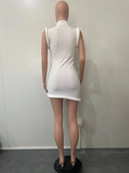 CM.YAYA Women Stand Collar Sleeveless Bodycon Midi Dress 2024 Summer Solid Evening Party Club Fashion Dresses Vestidos