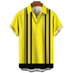 Fashion Men Striped Button Shirt Summer Oversized Short Sleeve Business Casual Streetwear Male