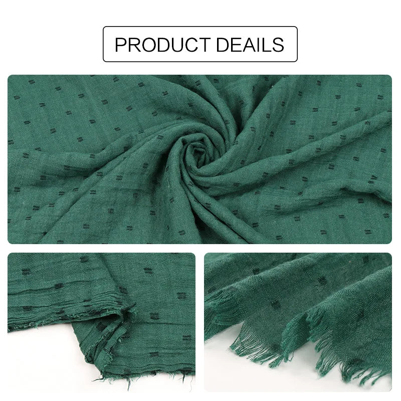 Dot Pom Pom Cotton Hijab Scarves Women Muslim Shawls Big Size Headscarf Wraps Solid Headbands Turbans Bandana Foulard Bufandas