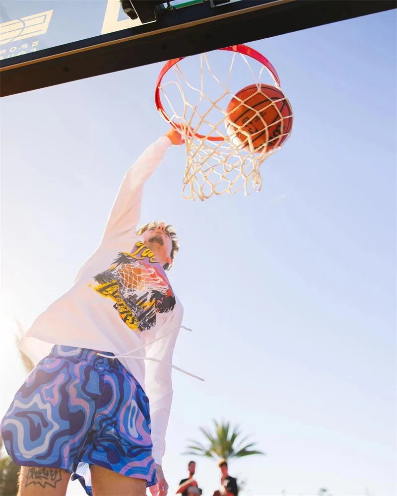 BKTSQD American Style Trendy Brand Sports Shorts Men's Casual Mesh Quick drying quarter knee basketball running beach shorts