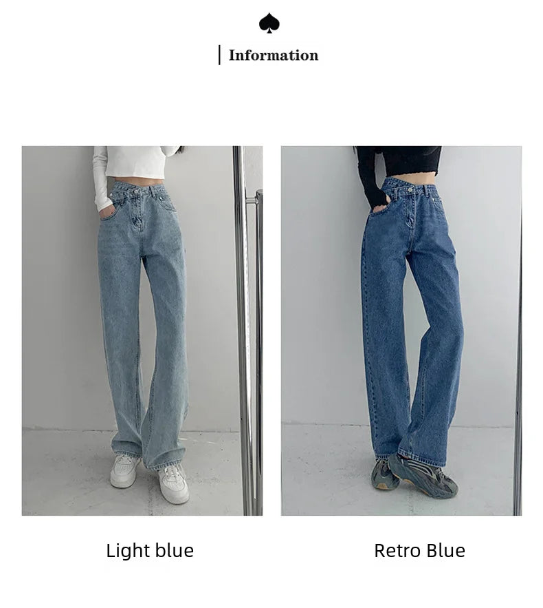 High-waisted Women's Vintage Jeans Loose-fit Straight-leg Slimming Draped Denim Trousers