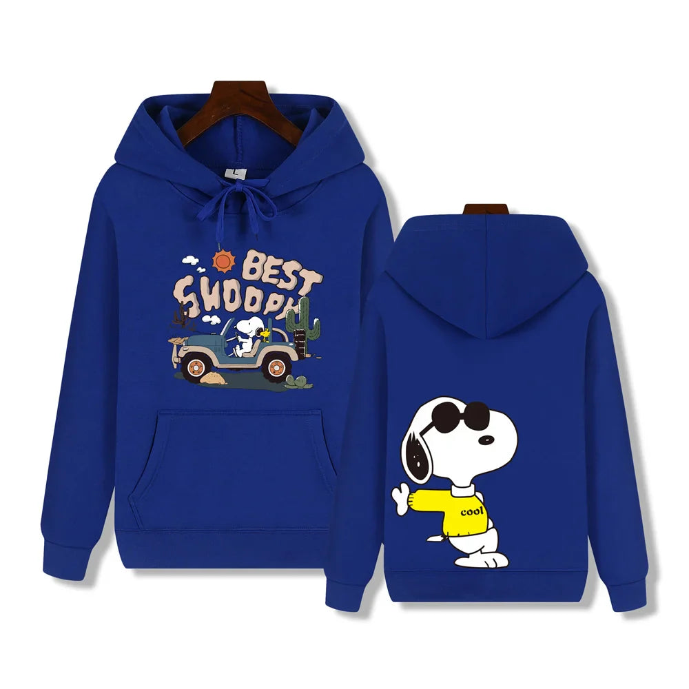 Men's casual fashion brand high-end quality Snoopy print Autumn Winter thick warm street fashion hoodie