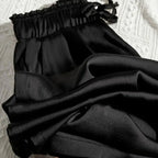 High Quality Wide Leg Pants Women Vintage Drawstring High Waist Satin Silk Pants Woman Casual Loose Straight Trousers