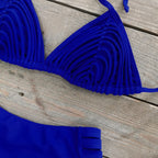 Comfortable Brazilian G-String Swimwear Bandage Stripes Trim Halter Female Bikini Set 2024 New Fashion Chest Pad Beachwear