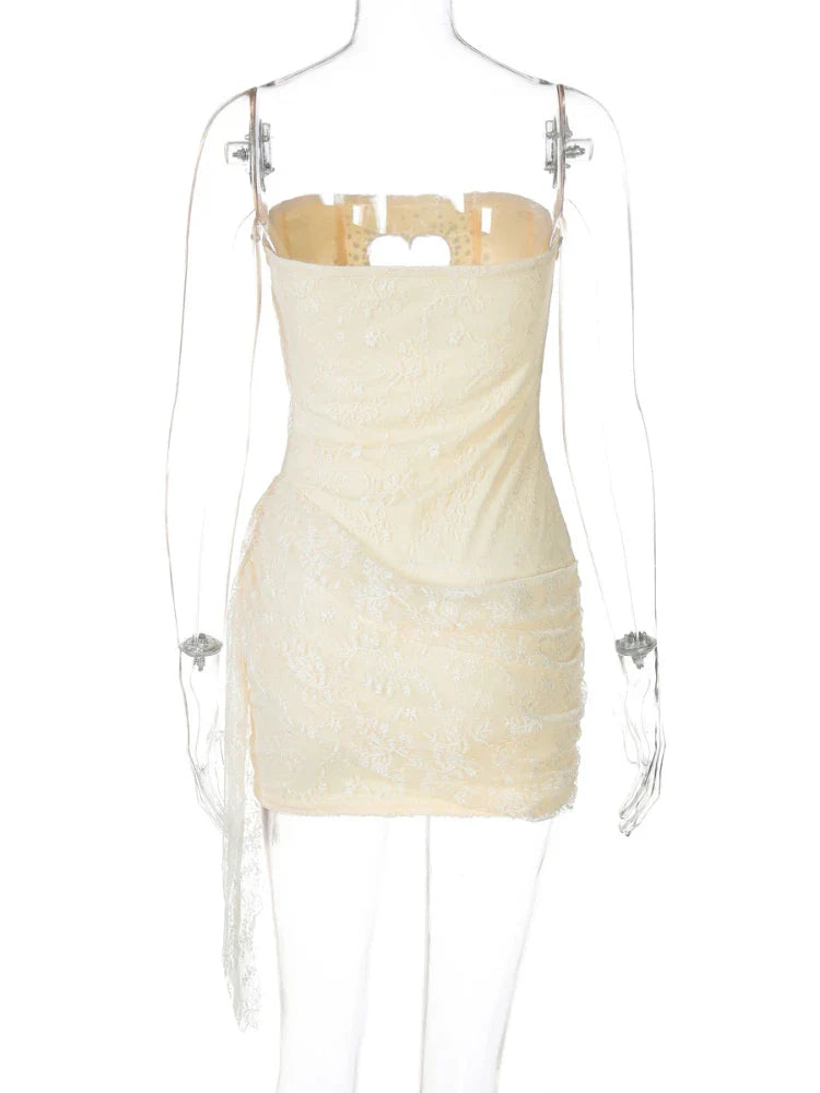 Woman Clothing Rhinestones Loving Heart Cut Out Party Dress Chic Strapless Off Shoulder Bandage Short Evening Gowns Club Dress