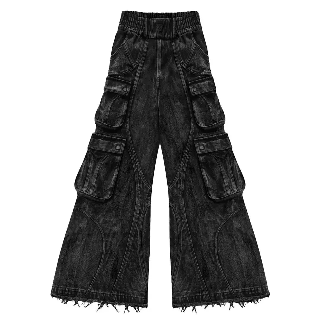 High Waisted Baggy Jeans for Men and Women Wide Leg Pants Punk Multi-Pocket Harajuku Washed Hip-Hop New Heavy Industry Y2K