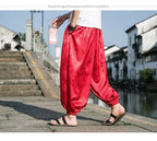 FGKKS 2023 Outdoor Brand Pants For Men Lce Silk Dragon Dark Flower Loose Bloomers High Quality Wide Leg Casual Trousers Male