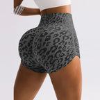 Women Leopard Gym Shorts Athletic Butt Lifting Workout Biker High Waist Yoga Pants Leggins Sports Fitness Short Tights