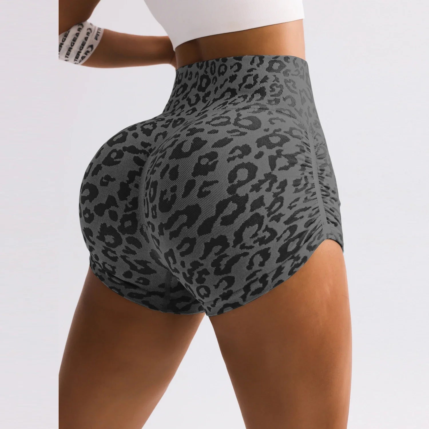 Women Leopard Gym Shorts Athletic Butt Lifting Workout Biker High Waist Yoga Pants Leggins Sports Fitness Short Tights