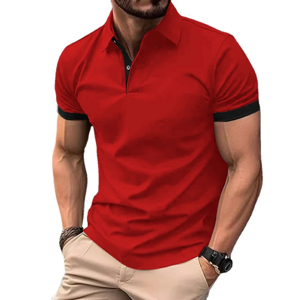 Summer Men Polo Shirts Men Short Sleeve Shirt Contrast Color Lightweight Streetwear Casual  Lapel Collar Tops