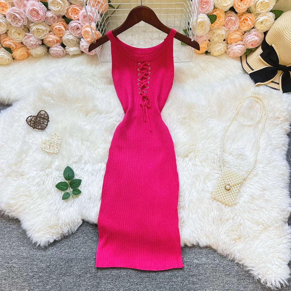 YuooMuoo Chic Fashion Sexy Package Hips Knitted Mini Dress 2O25 New Slim Elastic Rib Knitted Summer Dress Lady Streetwear Outfit