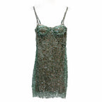 DEAT Heavy Industry Diamond Chain Pearl Suspender Dresses Women For Women 2024 Summer New Party Strap Dress Female 29L7707