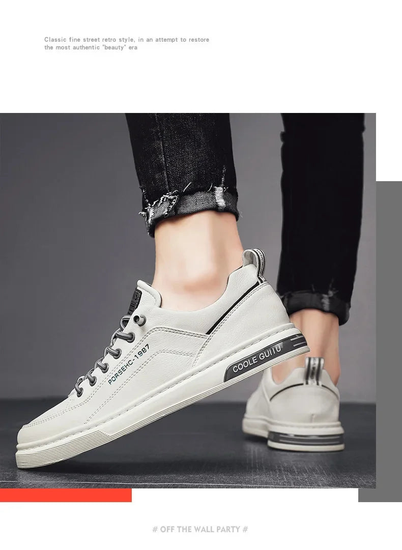 Trendy Versatile Cloth Shoes Men's Spring New Breathable White Shoes Men's Sports and Leisure Board Shoes Trendy Shoes
