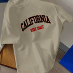 Men's Summer 100% Cotton Fashion California Letter Printed Loose Large Casual Comfortable Round Neck Short Sleeve T-shirt Top