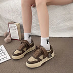 Casual Sports Shoes Board Shoes Women's Sneakers New Muffin Thick Bottom Khaki Black White Color Matching Fashion Women's Shoes