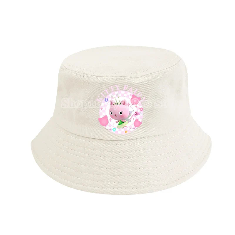 Gabby Dollhouse Bucket Hat Cotton Children Pot Flat Shade Sun Protection Spring Autumn Hats Cartoon Parent-Child Headdress Gift