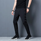 Ice Silk Men's Pants 2023 Summer New Black Gray Thin Business Casual Pants Outdoor Elastic Breathable Straight Leg Sweatpants