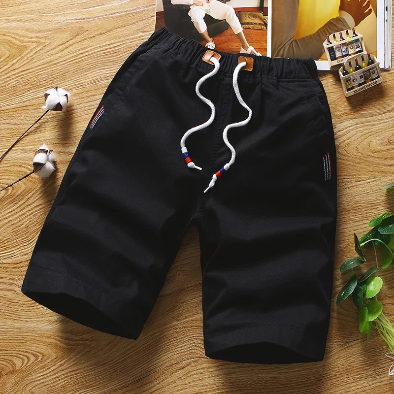 White Shorts Men Cotton Casual Shorts Bermudas Summer Slim Fit Drawstring Shorts Daily Wear Soft Touch and Comfortable Pants