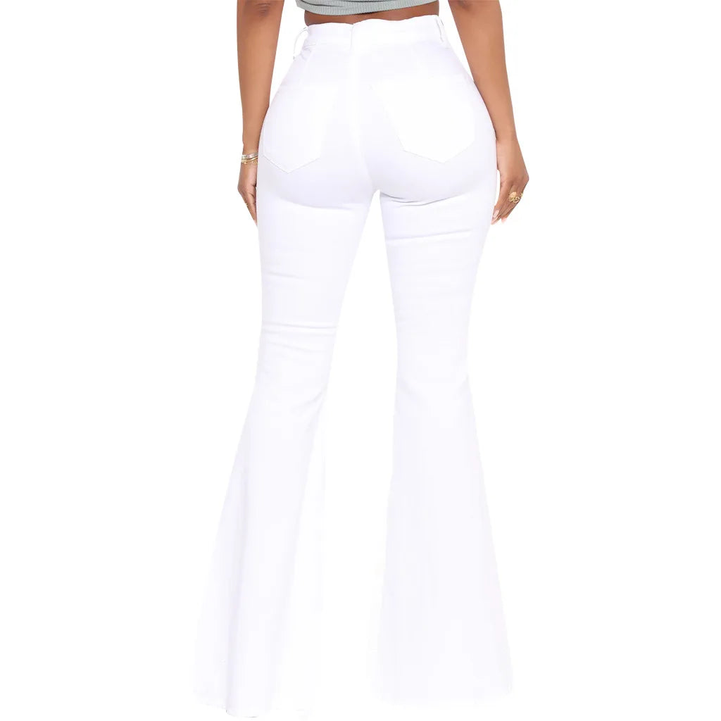 Women Jeans Flare Pants Sexy Denim Long Pant Hip Wrap Casual Solid Elegant Splice Regular Slim Fit High Waist Trousers Summer
