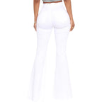 Women Jeans Flare Pants Sexy Denim Long Pant Hip Wrap Casual Solid Elegant Splice Regular Slim Fit High Waist Trousers Summer