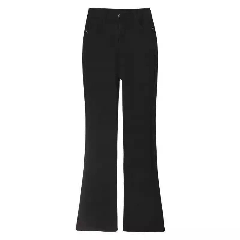 Woman American High Waist Slim Fit Bell Bottom Jeans Female Fashion Y2k Flare Pants Girls Elastic Designer Black Denim Trousers