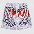 Elastic Waist Jogging Shorts Swim Trunks Board Shorts Summer Beach Shorts With Hand Print Y2k Shorts For Men Ropa Hombre