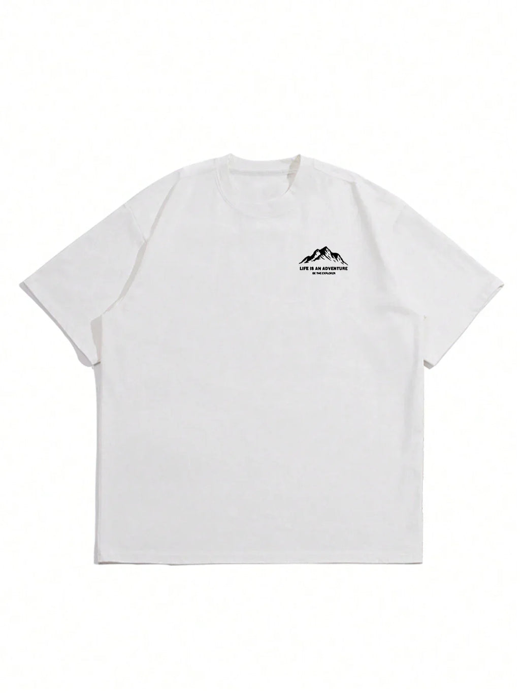 Summer men's 100% pure cotton casual loose plus size Letter And Mountain pattern printed round neck short sleeved T-shirt top