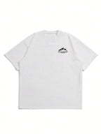 Summer men's 100% pure cotton casual loose plus size Letter And Mountain pattern printed round neck short sleeved T-shirt top
