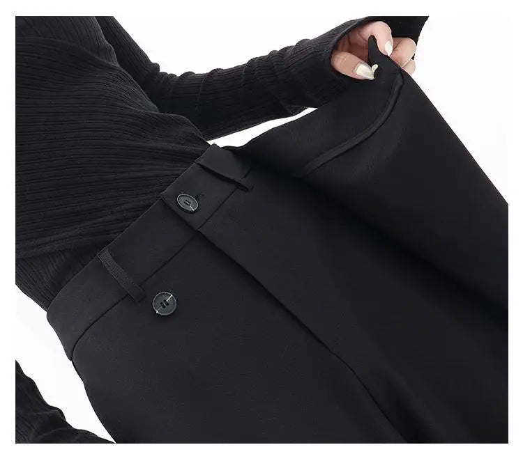 HOUZHOU Women Wide Suit Pants High Waist Gothic Japanese Style Baggy Black Trousers Irregular Straight Pants Casual Streetwear