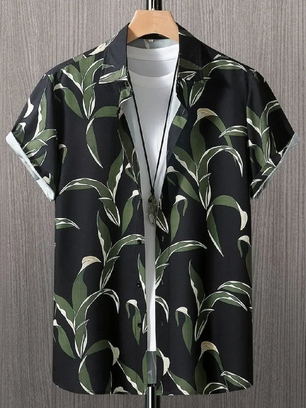 Men's short sleeved shirt new summer Hawaiian style lapel button up shirt casual fashion shirt large size