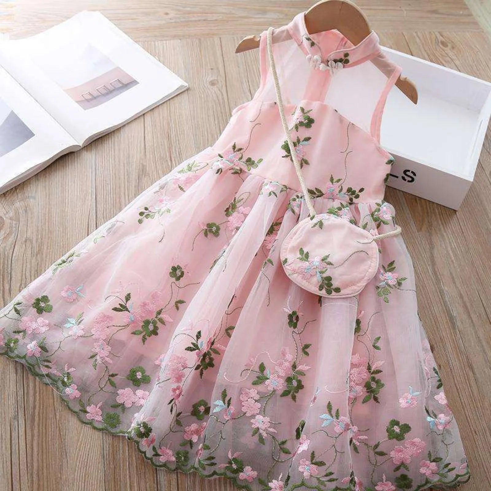 Baby Girls Summer Clothes Kids Dresses for Girls 2-7Y Embroidery Lace Flower Party Wedding Dress Children Girls Princess Dress