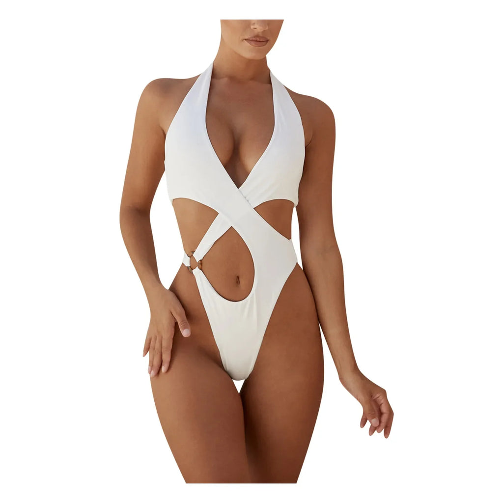 Swimsuits Women's Plus Size Bathing Suit Tummy Control Swimwear Women Sexy Hollow One Piece Swimsuits High Waist Bikini Bottoms