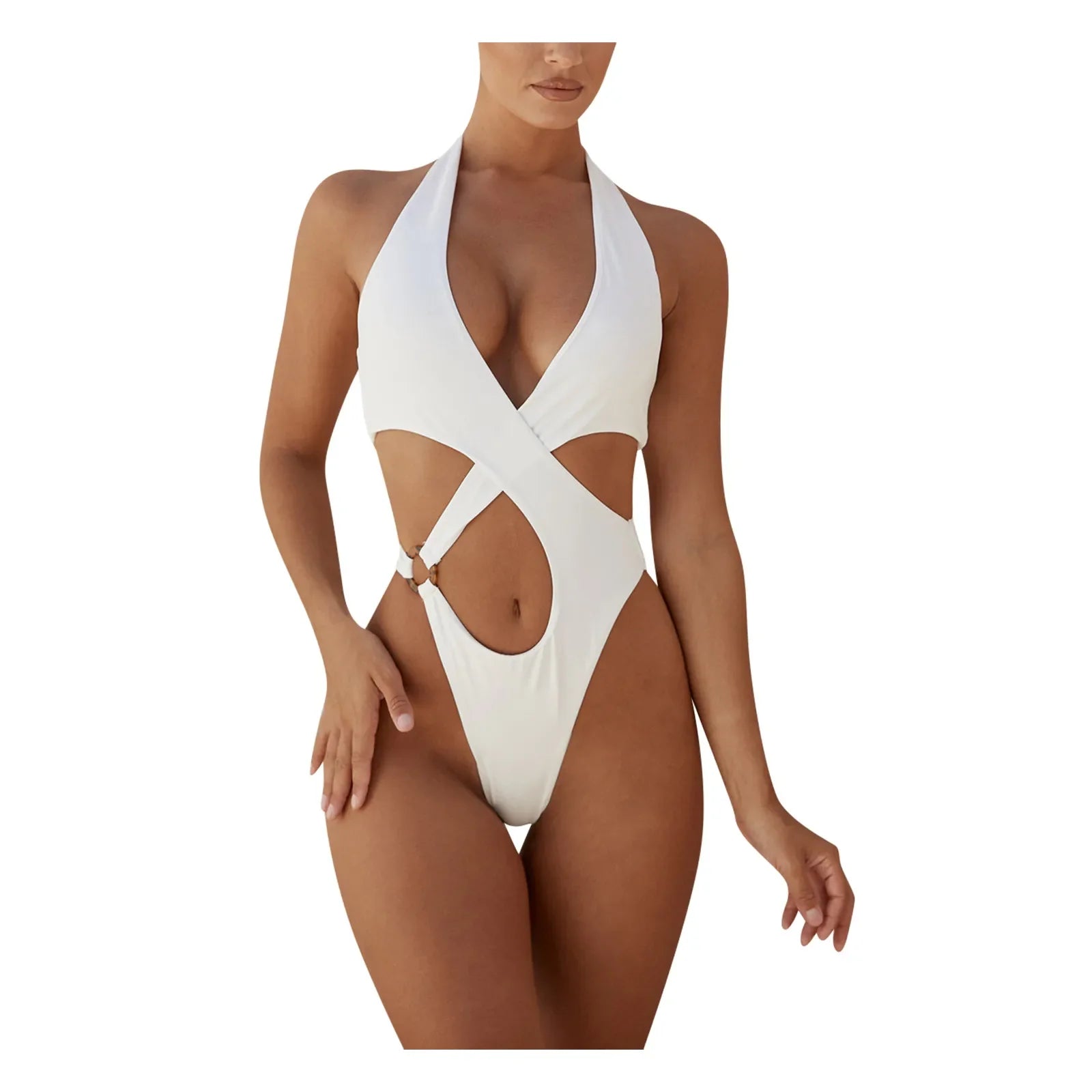 Swimsuits Women's Plus Size Bathing Suit Tummy Control Swimwear Women Sexy Hollow One Piece Swimsuits High Waist Bikini Bottoms