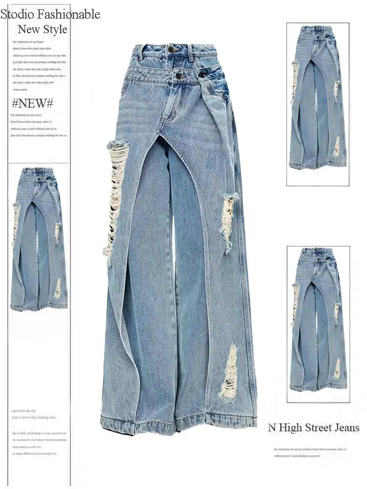 Women's Jeans Harajuku Y2k Japanese 2000s Style 90s Aesthetic Baggy Denim Trousers Punk Jean Pants Vintage Trashy Clothes 2025