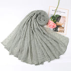 Dot Pom Pom Cotton Hijab Scarves Women Muslim Shawls Big Size Headscarf Wraps Solid Headbands Turbans Bandana Foulard Bufandas