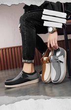 Fashion Khaki Casual Shoes For Men Suede Leather Loafers Men Platform Slip-on Men's Driving Shoes Lightweight Leisure Men Shoes