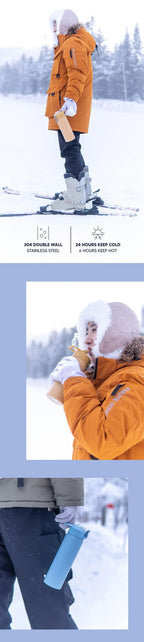 Tyeso 600ML/750ML Stainless Steel Thermos Bottles Car Insulated Cups with Straw Keeps Cold and Heat Portable Sport Thermal Mugs