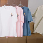 Men's 100% pure cotton summer loose size cartoon pattern printed casual and comfortable round neck short sleeved T-shirt top